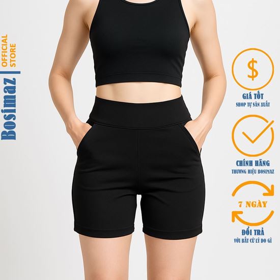 Picture of Quần Đùi Nữ Bosimaz MS331 đùi túi trước màu đen cao cấp.