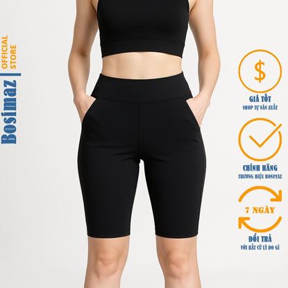 Picture of Quần Legging Nữ Bosimaz MS321 ngắn túi trước màu đen cao cấp.