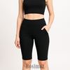 Picture of Quần Legging Nữ Bosimaz MS321 ngắn túi trước màu đen cao cấp.
