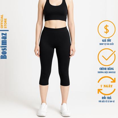 Picture of Quần Legging Ngố Bosimaz MS391 không túi màu đen cao cấp.